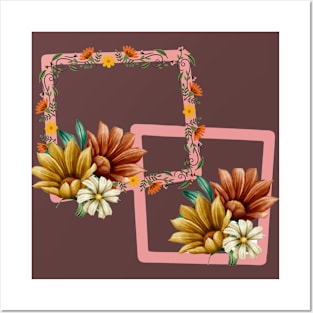 "Bright and Vintage Abstract Square Floral Design Posters and Art